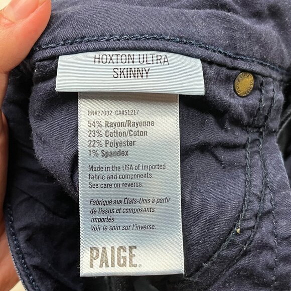 Paige Hoxton Ultra Skinny Dark Wash Blue Jeans Size 27 Straight Leg Slim Stretch - Picture 5 of 15